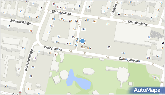Poznań, Zwierzyniecka, 28b, mapa Poznania