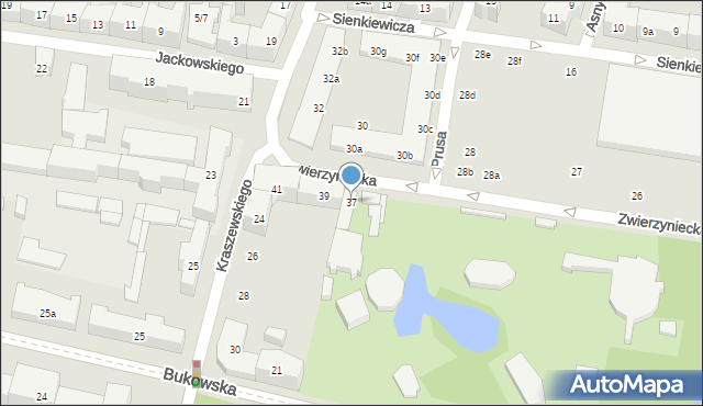 Poznań, Zwierzyniecka, 37, mapa Poznania