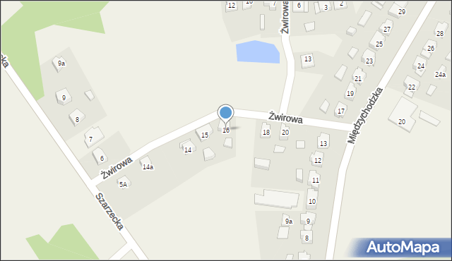 Pszczew, Żwirowa, 16, mapa Pszczew