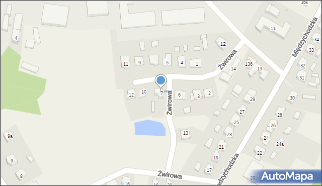 Pszczew, Żwirowa, 7, mapa Pszczew