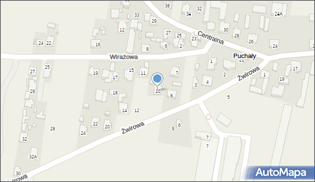 Puchały, Żwirowa, 10, mapa Puchały