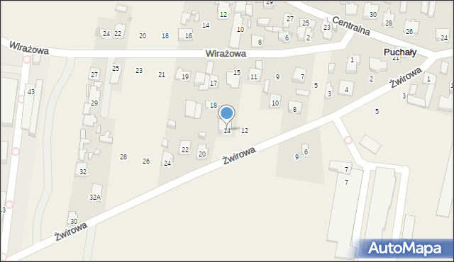 Puchały, Żwirowa, 14, mapa Puchały