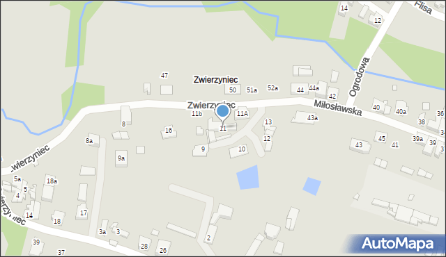 Pyzdry, Zwierzyniec, 11, mapa Pyzdry
