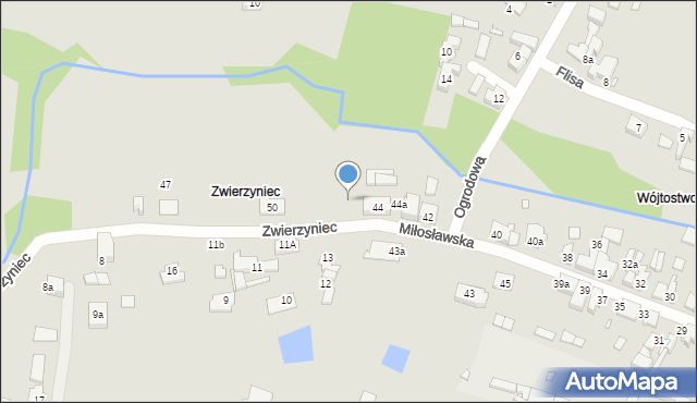 Pyzdry, Zwierzyniec, 52b, mapa Pyzdry