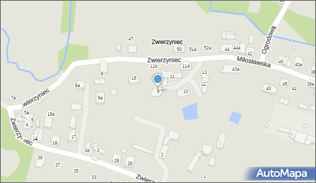Pyzdry, Zwierzyniec, 9, mapa Pyzdry