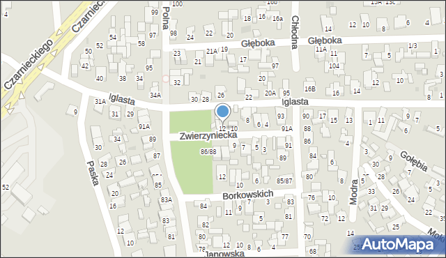 Radom, Zwierzyniecka, 12, mapa Radomia