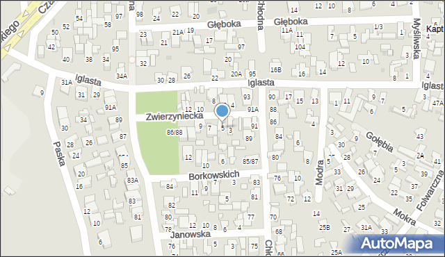 Radom, Zwierzyniecka, 5, mapa Radomia