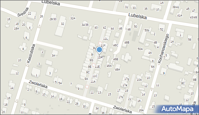 Radom, Zwoleńska, 11H, mapa Radomia