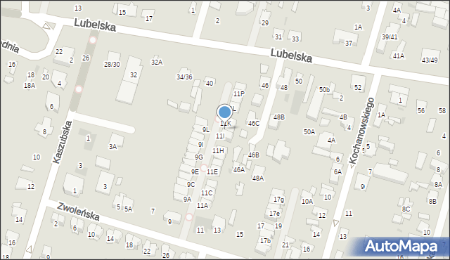 Radom, Zwoleńska, 11J, mapa Radomia