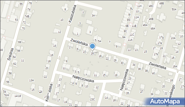 Radom, Zwoleńska, 14, mapa Radomia