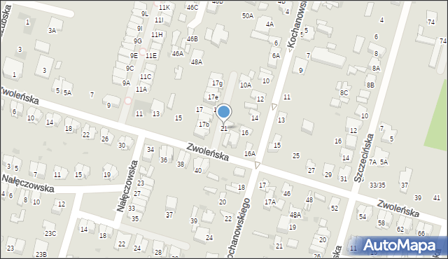 Radom, Zwoleńska, 21, mapa Radomia