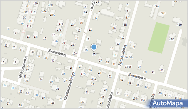 Radom, Zwoleńska, 25, mapa Radomia