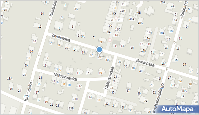 Radom, Zwoleńska, 26, mapa Radomia