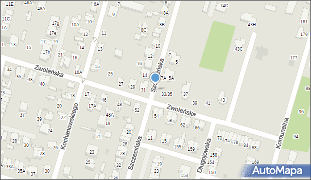 Radom, Zwoleńska, 33, mapa Radomia