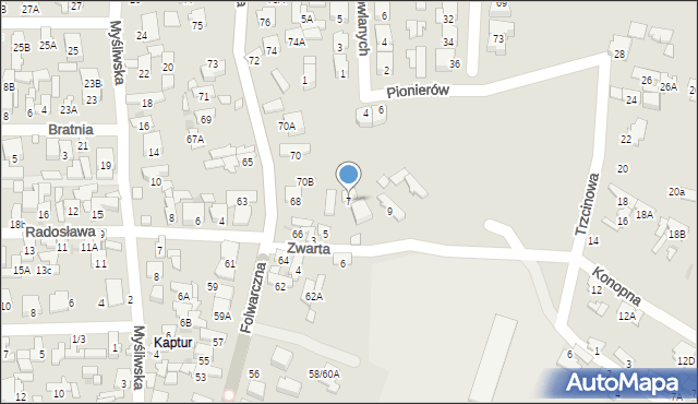 Radom, Zwarta, 7, mapa Radomia