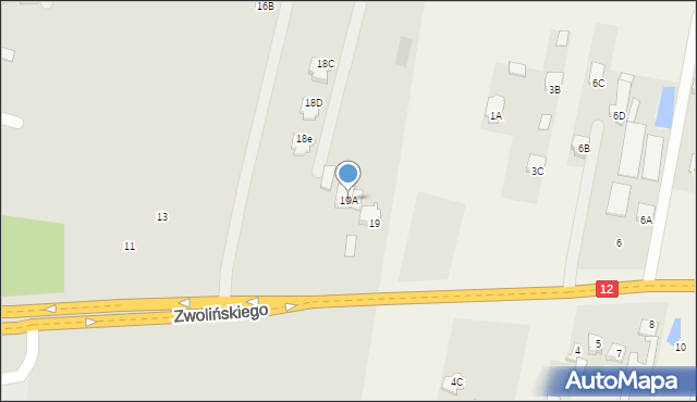 Radom, Zwolińskiego Bolesława, 19A, mapa Radomia