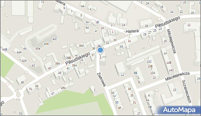 Rawicz, Żwirowa, 1, mapa Rawicz