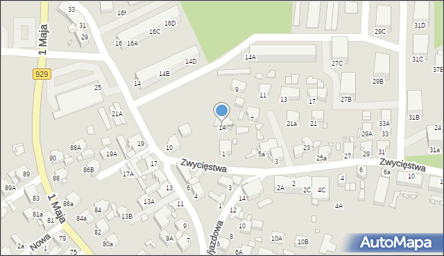 Rybnik, Zwycięstwa, 1A, mapa Rybnika