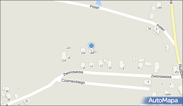 Rybnik, Zwonowicka, 14a, mapa Rybnika