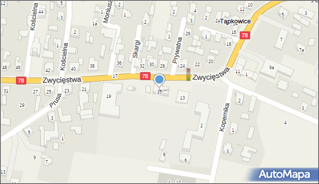 Tąpkowice, Zwycięstwa, 15, mapa Tąpkowice