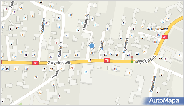 Tąpkowice, Zwycięstwa, 36, mapa Tąpkowice