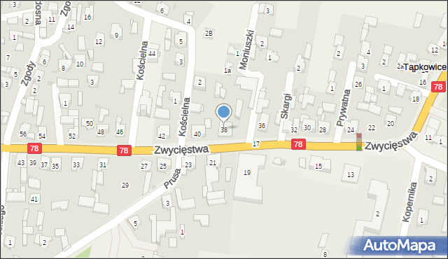 Tąpkowice, Zwycięstwa, 38, mapa Tąpkowice