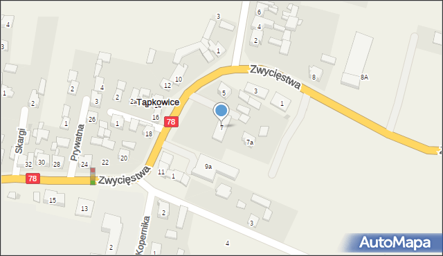 Tąpkowice, Zwycięstwa, 7, mapa Tąpkowice