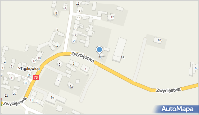 Tąpkowice, Zwycięstwa, 8, mapa Tąpkowice