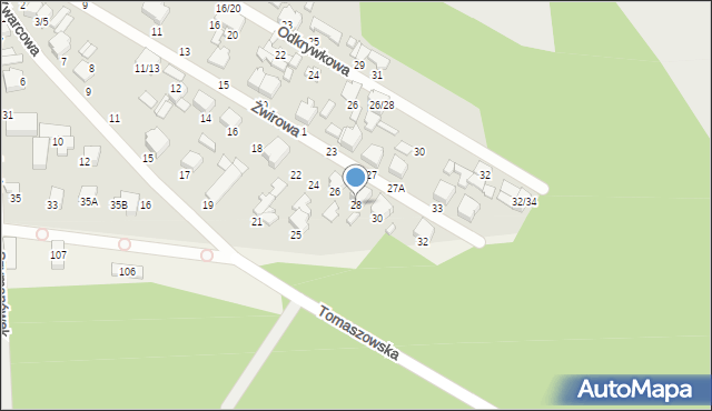 Tomaszów Mazowiecki, Żwirowa, 28, mapa Tomaszów Mazowiecki
