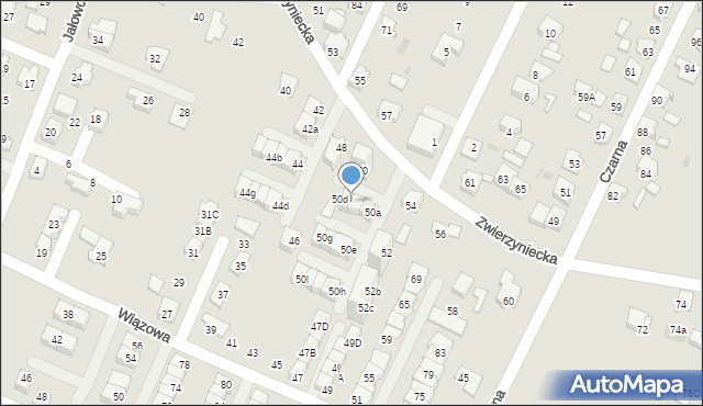 Tychy, Zwierzyniecka, 50c, mapa Tychów