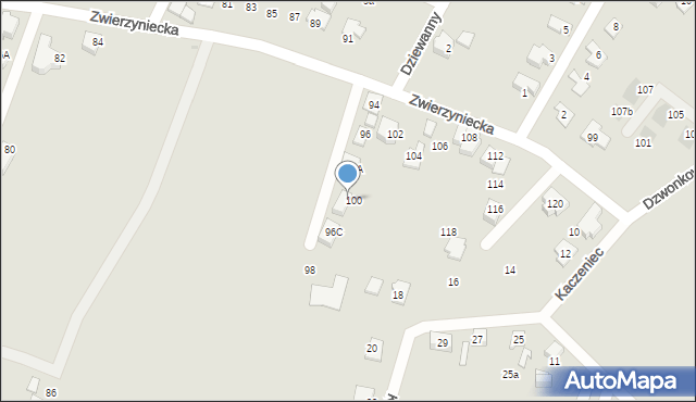 Tychy, Zwierzyniecka, 96B, mapa Tychów