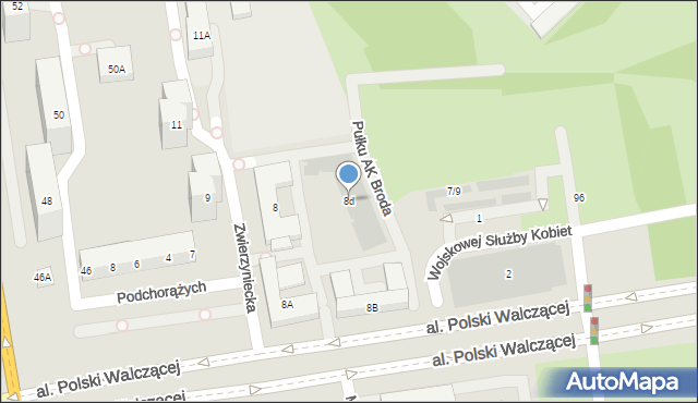 Warszawa, Zwierzyniecka, 8d, mapa Warszawy