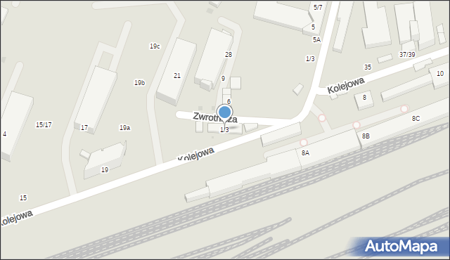 Warszawa, Zwrotnicza, 1/3, mapa Warszawy