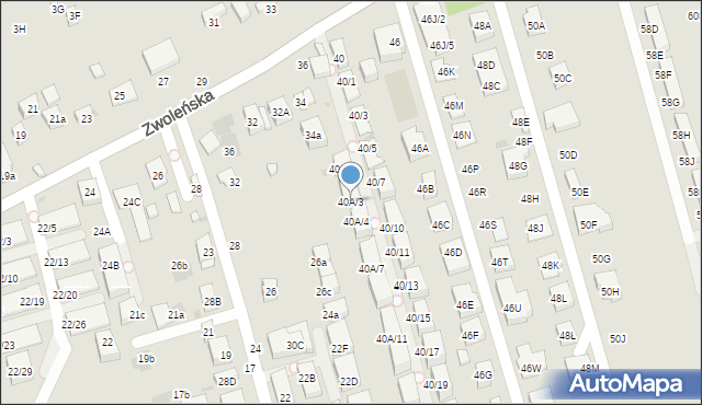 Warszawa, Zwoleńska, 40A/3, mapa Warszawy