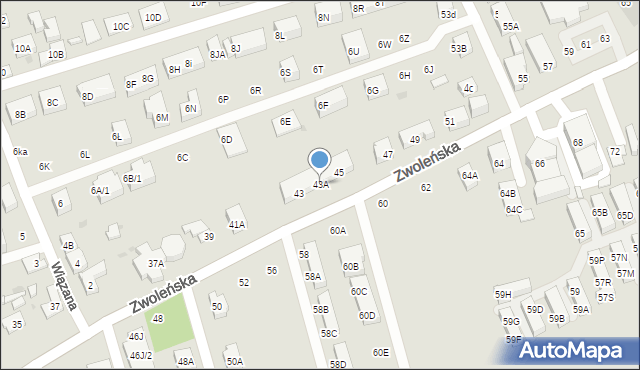 Warszawa, Zwoleńska, 43A, mapa Warszawy