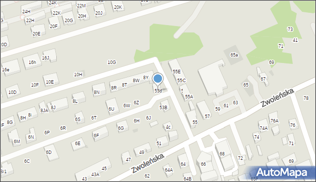 Warszawa, Zwoleńska, 53d, mapa Warszawy