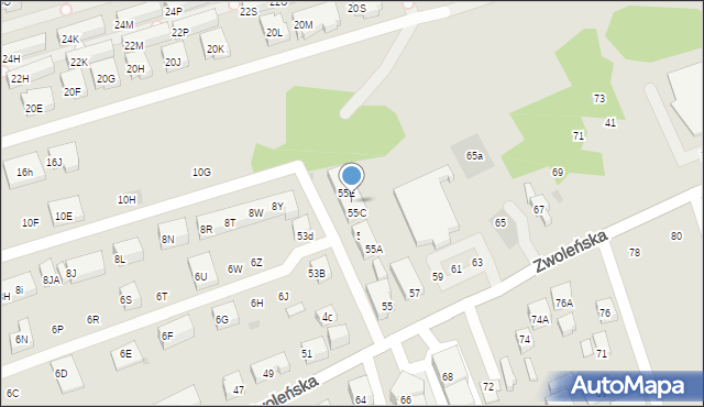 Warszawa, Zwoleńska, 55D, mapa Warszawy