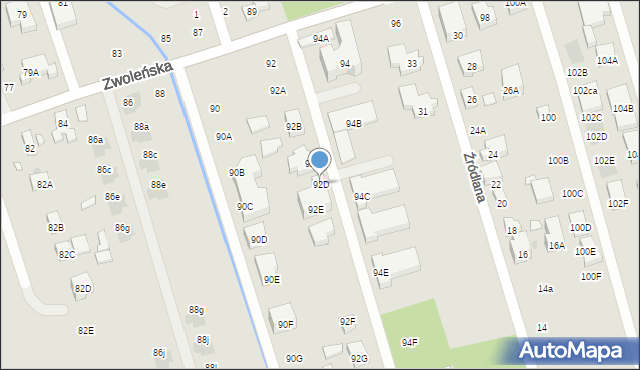 Warszawa, Zwoleńska, 92D, mapa Warszawy