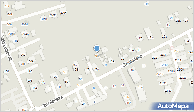 Warszawa, Zwoleńska, 9A, mapa Warszawy