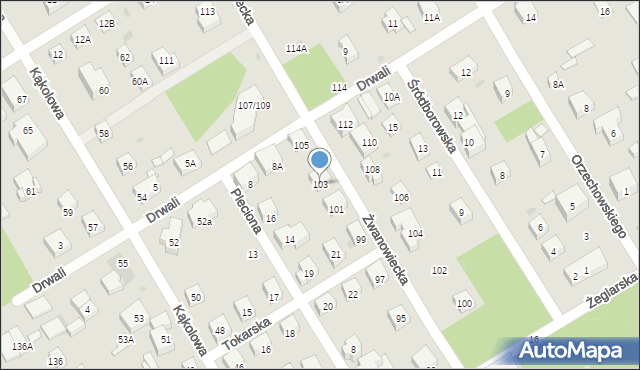 Warszawa, Żwanowiecka, 103, mapa Warszawy