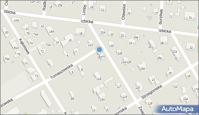 Warszawa, Żwanowiecka, 121, mapa Warszawy