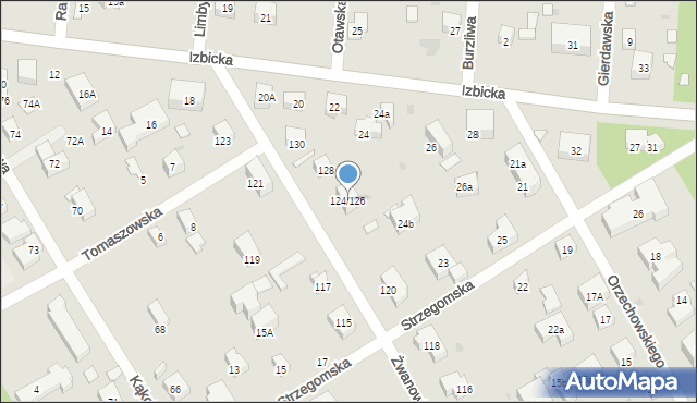 Warszawa, Żwanowiecka, 124/126, mapa Warszawy