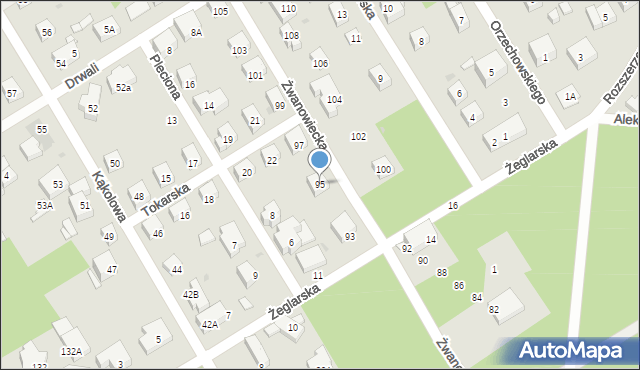 Warszawa, Żwanowiecka, 95, mapa Warszawy