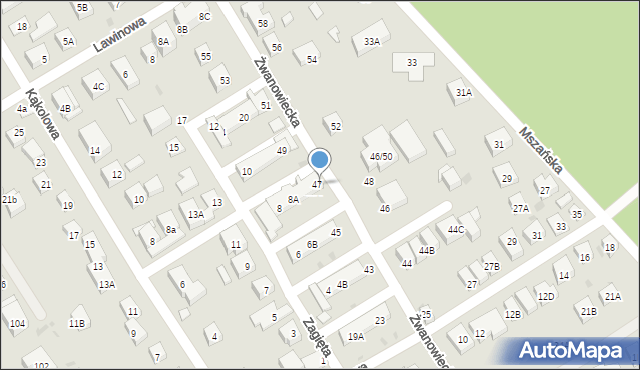 Warszawa, Żwanowiecka, 47d, mapa Warszawy