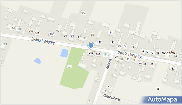 Widzów, Żwirki i Wigury, 105, mapa Widzów