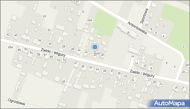 Widzów, Żwirki i Wigury, 20, mapa Widzów