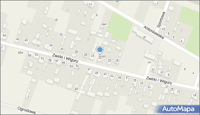 Widzów, Żwirki i Wigury, 22, mapa Widzów