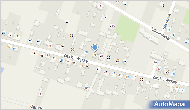 Widzów, Żwirki i Wigury, 26, mapa Widzów