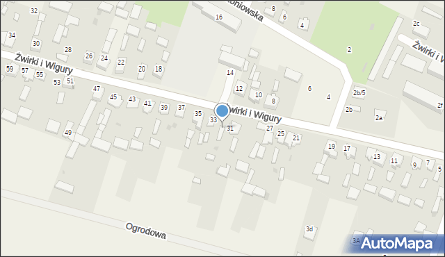 Widzów, Żwirki i Wigury, 33a, mapa Widzów