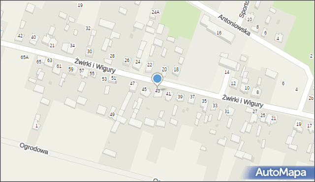 Widzów, Żwirki i Wigury, 43, mapa Widzów